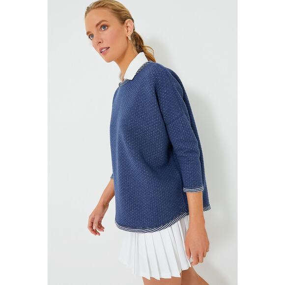 TUCKERNUCK SPORT Heathered Navy Reversible Ally Swing Sweatshirt Size XS/S NWT - Picture 1 of 6